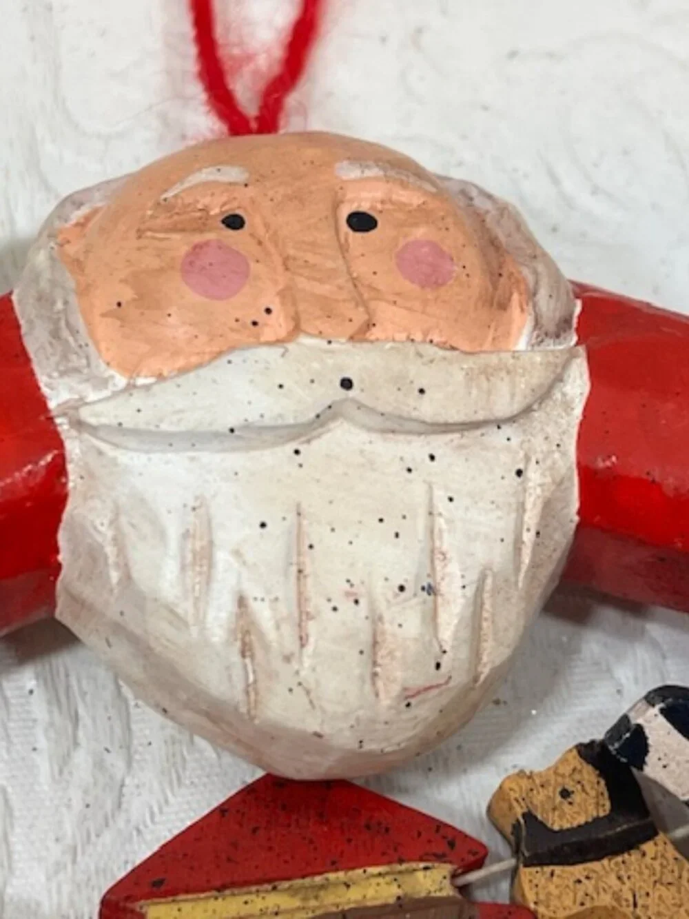 VTG Wooden Santa Noah's Ark Animals Christmas Ornament Folk Art Decor 4